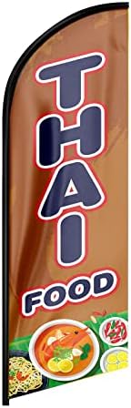 FSFLAG Thai Food Advertising Swooper Flag Banner, 8Ft Thai Food Feather Flag, Advertising Feather Banner Sign for Thai Food Business