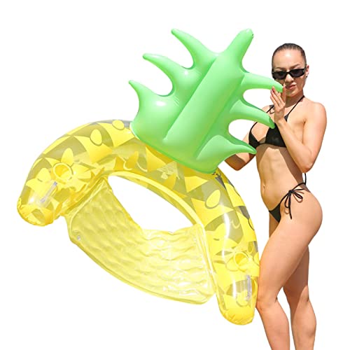 zihui Riesiger aufblasbarer Ananas-Poolschwimmer | Poolliege mit Rückenlehne Fruit Pool Float | Schwimmbecken für Erwachsene, schwimmende Reihe für Strandspaßfahrten, Sommerpool, Floß-Lounge Cover