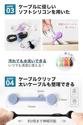 ケーブルクリップ コードクリップ マグネット Sサイズ 6個入り