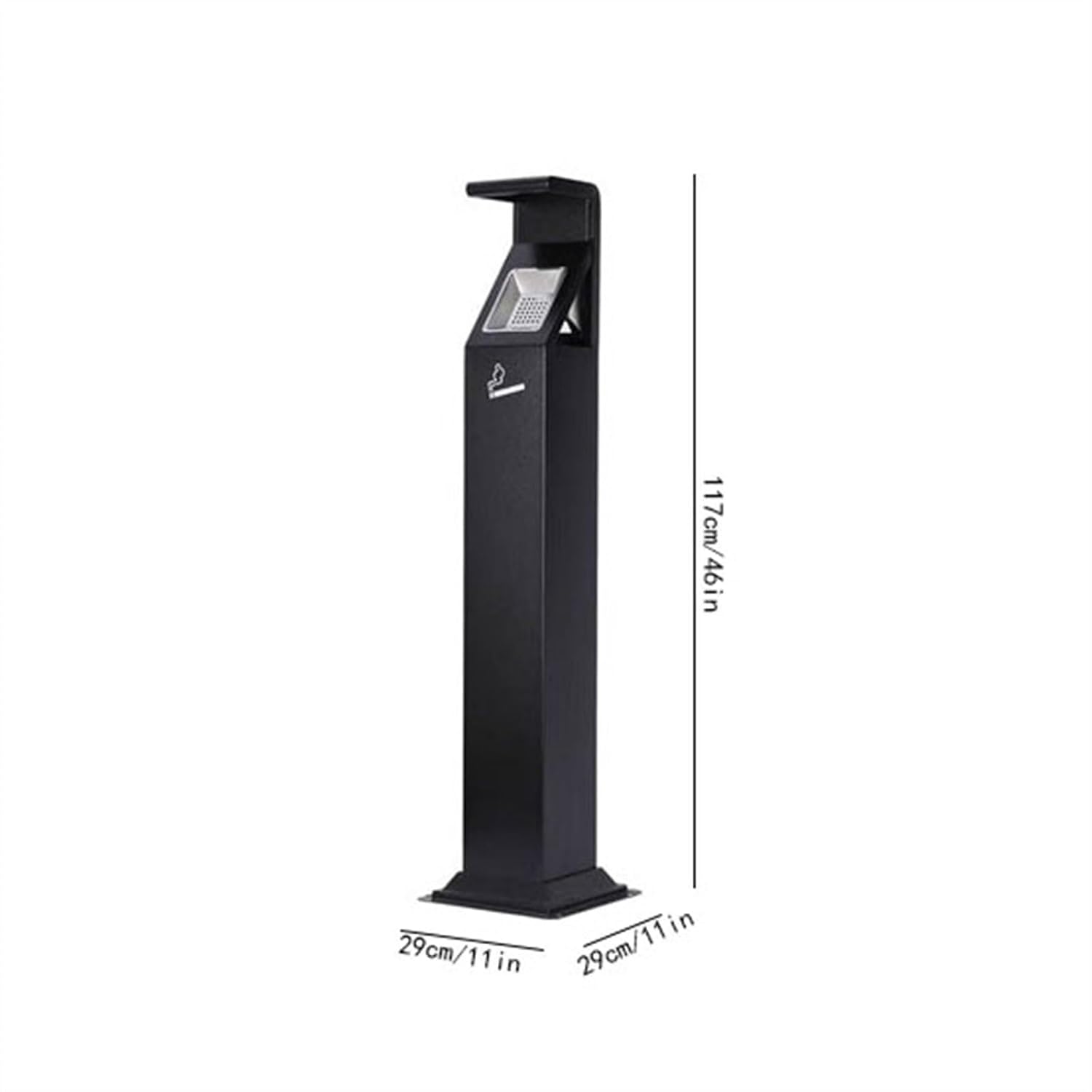 Stainless Steel Trash Can with Ashtray, Vertical Smoking Wastebasket, Outdoor Use, 46-inch