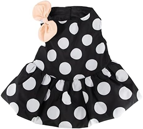 Christian Siriano New York Black Polka Dot Bubble Hem Dress for Dogs, XS