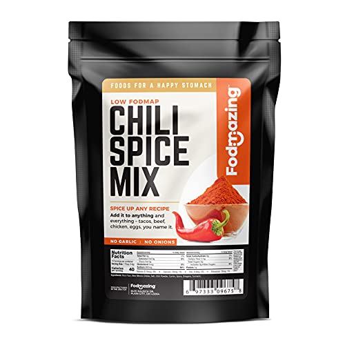 Fodmazing Chili Spice Mix, Low Fodmap Spice Replacer Substitute, Ibs Friendly, Non-Gmo, Fat-Free, Gluten-Free, Great For Meals And Snacks (20 Servings, Pack Of 1)