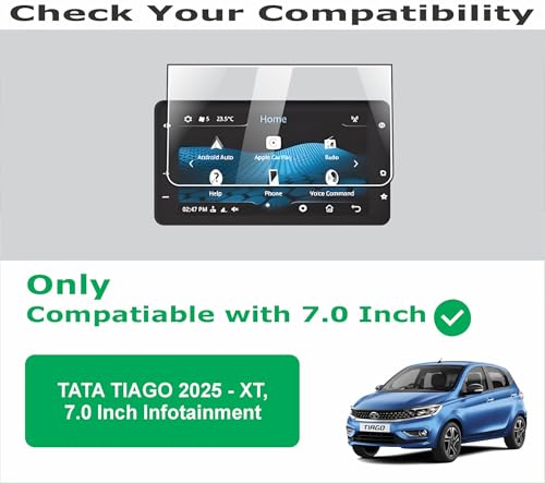 Image of OHAYO Screen Protector Combo for Tata Tiago 2025 Facelift & 2026 | Compatible with XT Variant | 7 Inch Infotainment Touchscreen + Digital Steering Instrument Cluster Protection | 9H Hardness Military Strength Scratch Resistant | Not Tempered Glass