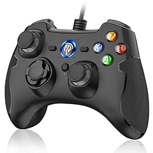 EasySMX PC Controller, Controller Joystick für Spiele mit Kabel mit Dual-Vibration, Turbo und Fronttasten für Windows/ PS3 / Android TV Box