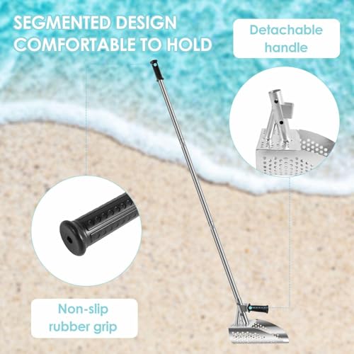 Paletta per sabbia in acciaio inox resistente con manico rimovibile per rilevare metalli subacquei e da spiaggia