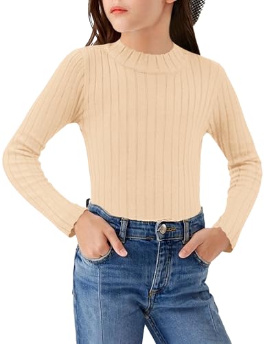 Image of Arshiner Girls Half Turtleneck Long Sleeve Knit Slim Sweater Pullover Tops