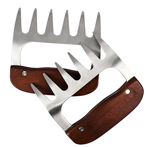 Artigli per carne Acciaio Inox pulled pork claws, manico in legno artigli d'orso barbecue accessori Forchettoni da carne