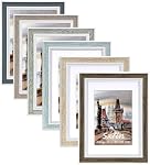 5x7 Picture Frame Set of 6, Rustic Farmhouse Photo Frame, Display 4x6 with Mat or 5x7 Without Mat for Decorative on Wall Hanging and Tabletop Placement