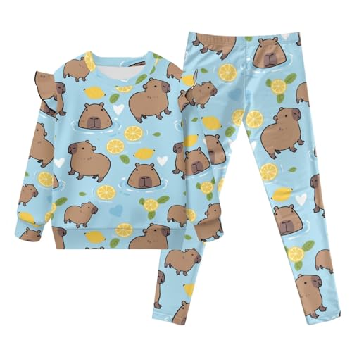 Kid Girls Clothes - 2Piece Capybara Tops and Leggings Pants Long Sleeve Sweatshirts Pants Fall Outfits,4-8Years2