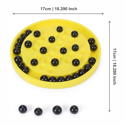 Image of Ankit Toys & Games Brainvita Marble Solitaire Puzzle Board Game for Kids Adults 6+ Years Peg Strategy Brain Teaser Educational Toy with Glass Marbles Travel Friendly Family Game (Yellow)