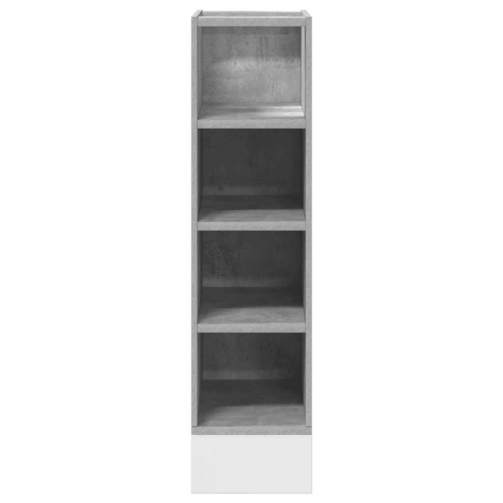 Riga Meuble bas Gris béton 20 x 44,5 x 81,5 cm Meuble de cuisine en bois d'ingénierie pour restaurant, hôtel, 1 armoire inférieure (4 étagères) 20 cm