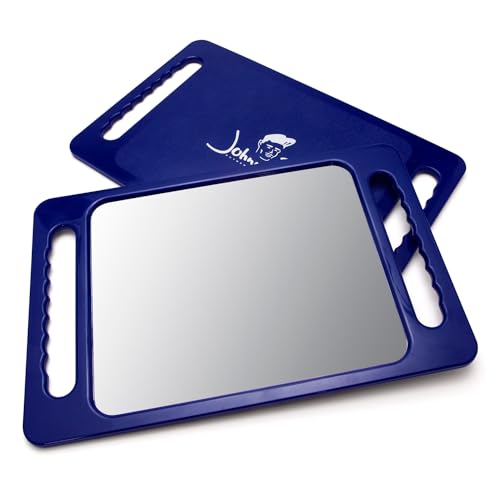 JOHNNY B. Large Handheld Lightweight Rectangular Mirror with Double Handle for Barbers, Hairdressers, Home image 5