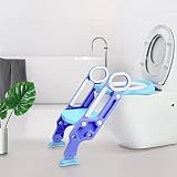 Toilettensitz Kinder mit Treppe,38-42cm HöHenverstellbar Faltbar Töpfchen Toilettentrainer mit Treppe Toilettensitz für kinder mit Weichem Kissen mit Stabilen Rutschfesten Pedalen und PU Kissen
