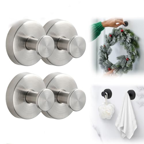 Waterproof No-Drill Suction Cup Hooks for Towels and Wreaths