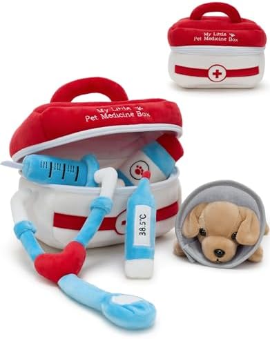 Muiteiur 7PCS Vet Kit Stuffed Animal for Kids, Plush Puppy Doctor...