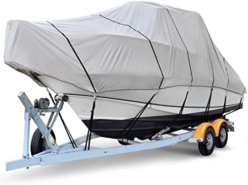 YimSting T Top Boat Cover 20-22ft, Upgraded 900D Heavy Duty Waterproof Boat Cover for TTop, Hard Top Boat, Center Console Boat 20ft 21ft 22ft, Marine Grade Canvas, Gray