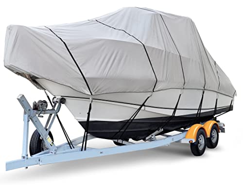 Yimsting T Top Boat Cover 20-22Ft, Upgraded 900D Heavy Duty Waterproof Boat Cover For Ttop, Hard Top Boat, Center Console Boat 20Ft 21Ft 22Ft, Marine Grade Canvas, Gray #TOP3