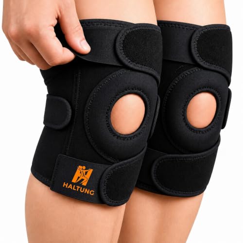 Image of Knee Brace Pair - Compression Knee Cap for Men Pain Relief & Women - Knee Support for Men Gym, Running, Arthritis, Joint Pain, Injury Recovery | (BLACK)