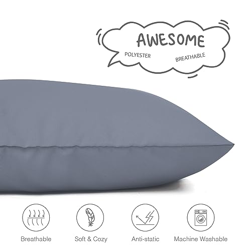 Image of EXQ Home Toddler Pillowcases Zippered 13x18 Travel Pillow Case Set of 2, Small Pillow Case Fits Baby Pillow Sized 12x16, 13x18, Kids Pillowcases 2 Pack Machine Washable (Blue Grey)