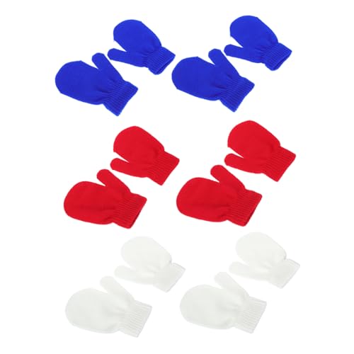 BESTYASH 6 Pack Child Winter Mittens Knit Warm Gloves Elastic Band Comfortable and Breathable for Boys and Girls