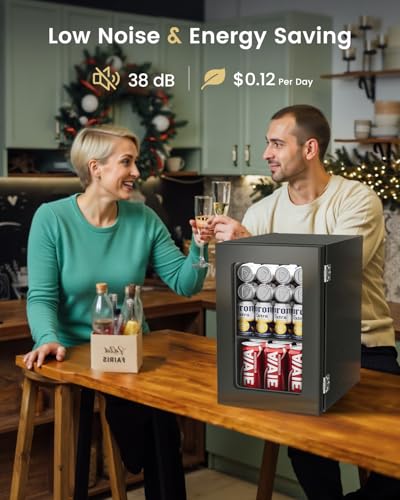 Feelfunn 24 Cans Beverage Refrigerator Cooler - Mini Fridge with Digital Temperature Control, Soda Wine Beer Drink Fridge - Small Refrigerator for Office Home Bedroom Dorm Bar, Black on Fridge.com