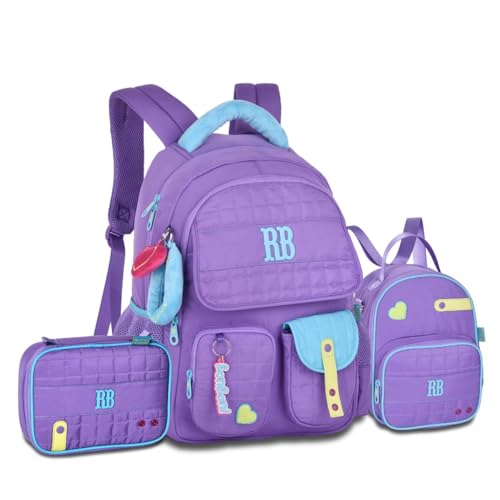 Kit Escolar Mochila Lancheira e Estojo Box Feminino Pelúcia Rebecca Bonbon (Lilás)