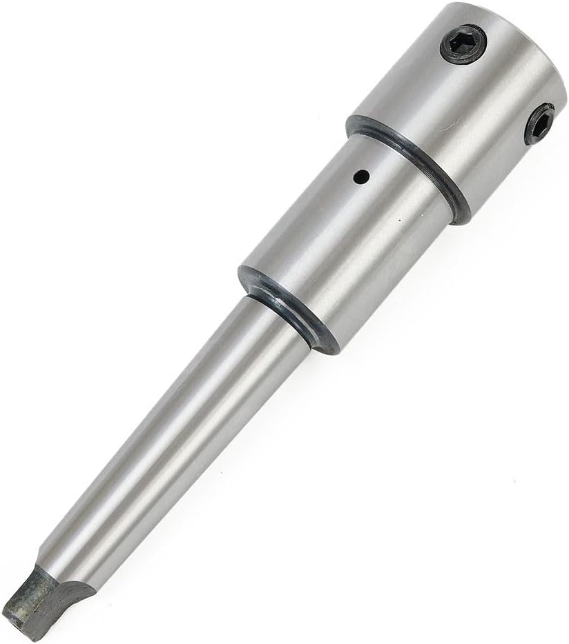 MT2 for Morse Taper to 3/4 Inch Weldon Shank Annular Cutter Arbor Adapter, 1.91 cm Clamping Size, Steel Ring Tool Holder for Metal Drilling with External Cooling and Wrench, Silver