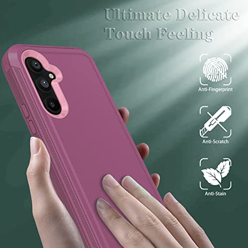 Qinmay For Galaxy A54 5G Case,Samsung Galaxy A54 5G Case With Hd Screen Protector (2 Pack),Samsung A54 5G Case Durable Shockproof 3-Layer Heavy Duty Cover For Samsung A54 5G (Winered Pink) #TOP5