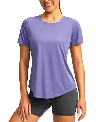 Image of Women's Short Sleeve Workout Shirts UPF 50+ Sun Protection T-Shirts Quick Dry Breathable Gym Running Hiking Tops for Women