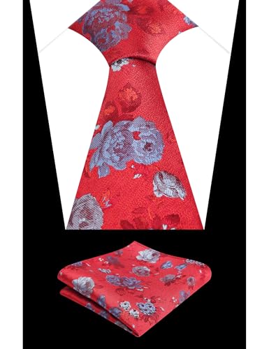 Image of Alizeal Mens 3.15'' Colorful Flower Pattern and handkerchief Necktie Set