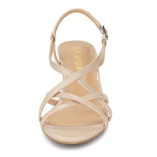 Allegra K Allegra K Women's Slingback Strappy Kitten Heel Heels Sandals 7.5 Beige