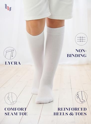 Girls, Boys, Kids, Knee High Long School Uniform Dress Socks, Premium Cotton, Soft, Toddler, 3-14 Years Old2