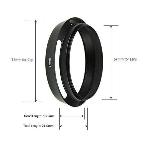 SIOTI 67mm Lens Hood, Oxidation Matte Anti Reflective Treatment, Aluminum Alloy, with 1 * 72mm Lens Cap, Compatible with Sony/Canon/Nikon/Fuji etc >40mm Camera Lens