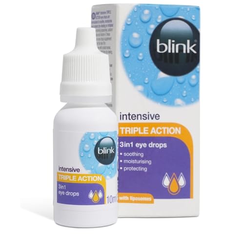 Blink Intensive Triple Action Eye Drops for Dry Tired & Irritated Eyes - Refreshing & Moisturising Eye Drops with Liposomes Hyaluronate and Vitamin E Suitable for Contact Lens Users 10ml