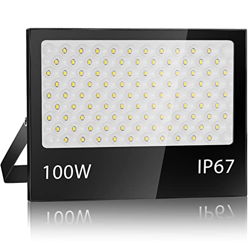 YZYFACAI Foco Led Exterior 100W, IP67 Impermeable Proyector LED Exterior, 7000 K Blanco Frío, 10000 lm, Superbrillante Foco LED， Patio, Garaje, Entrada, Fábrica