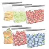 6 Stück Silikonbeutel für Lebensmittel, Gefrierbeutel Wiederverwendbar, Gefrierbeutel Zipper Sandwichbeutel für Gemüse Milch Snacks Fleisch