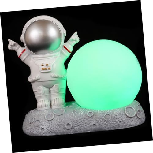 Lámpara de mesa noche astronauta resina plateada LED miniatura 1