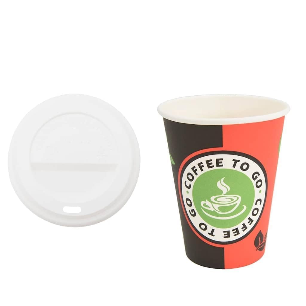 Vasos de papel de 4 oz con tapa de 100 ml, 1000 unidades, a prueba de fugas, vasos desechables con tapa para bebidas calientes, ideales para fiestas, oficina y viajes
