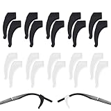Horktrust 20 Pièces anti glisse lunettes, Retenues de Lunettes en Silicone, Embouts De Branches Antidérapants, Crochets Souples Antidérapants Universels, noir et blanc