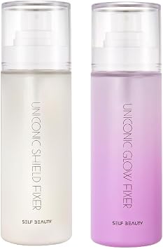 SELFBEAUTY Unicorn Makeup Fixer, Set of 2, Shield 3.4 fl oz 100 ml + 3.4 fl oz 100 ml Glow, Matte Finish, Glossy Finish