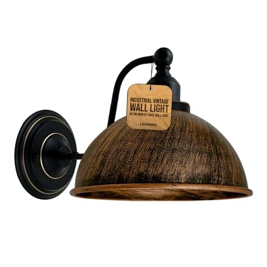 Applique Murale Industrielle Vintage Rétro Abat-Jour en Fer E27 Plafonnier Lampe Murale Luminaires Intérieur pour Cuisine Salle à Manger Chambre Restaurant Bar (Laiton brossé) (Cuivre brossé)