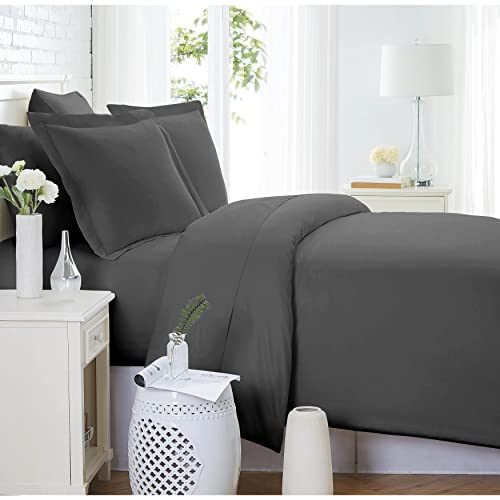 Image of Bamboo Pillow Pair 2 PC Set Organic, Natural, Softest, 400 Thread Count Cooling Like Silk (King, Charcoal Grey)