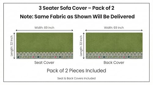 Image of Velvet 3 Seater Sofa Cover Fully Covered | Anti Skid Non Slip | Plain Green | Sofa Slipcover for Living Room
