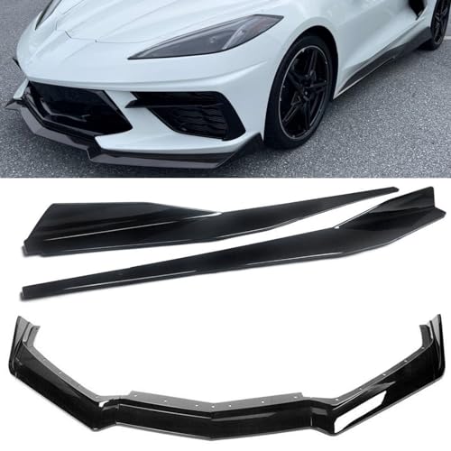 Full Body Kits Compatible with Corvette C8 Stingray Z51 2020-2025 5VM Style Side Skirt & Front Bumper Lip (Gloss Black)