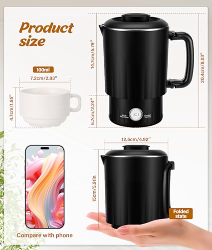 Hervidor Eléctrico Portátil de Viaje 600ML con Taza de Cerámica miniatura 2