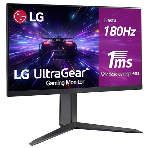 LG 24GS65F-B - Monitor Ultragear, 24', Pantalla IPS, (1920x1080), 16:9, 180 Hz, 1ms Black Stabilizer, G-Sync Compatible y FreeSync, Negro