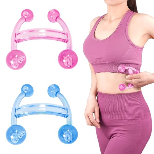 HESUSUSI Masajeador de Punto Gatillo de 4 Puntos 2 piezas Empujador Corporal Manual De Plástico Masajeador De Mano De Cuatro Puntos para espalda, cuello, hombros
