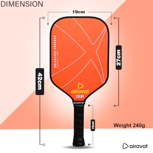 Image of Airavat SYLNT 7415 India's 1st Noiseless Pickleball Paddle Designed Using eTPU Technology and CLD (Constrained Layer Damping) Principle for Industry-Leading Sound dampening - Black (Black)