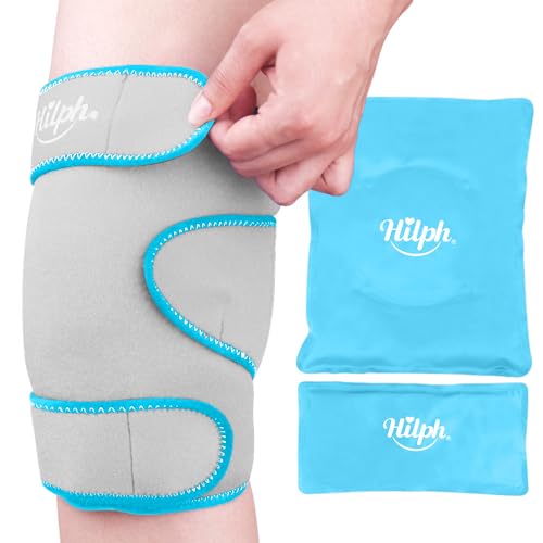 Hilph Borsa refrigerante per ginocchio con gel, manicotto refrigerante regolabile per uso freddo e calore, riutilizzabile e flessibile, grigio