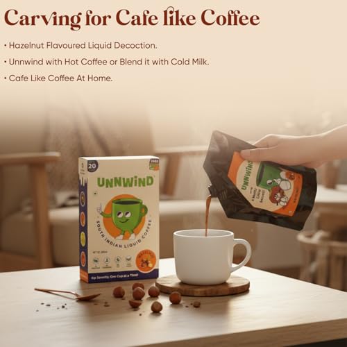Image of Unnwind Hazelnut South Indian Liquid Brew 200ml | Chicory-Free Extract | No Added Sugar, No Preservatives | Vegan Friendly | Makes Up to 20 Cups | Rich & Nutty Flavoured Concentrate